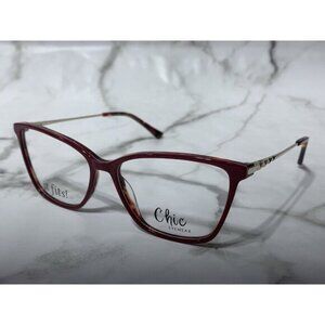 CHIC EYEWARE HEATHER 58-16-150 WINE RED Plastic / Gold Metal Glasses Frames